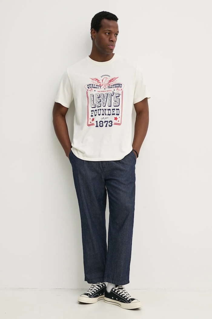 Памучна тениска Levi's SS RELAXED FIT TEE 16143.1924 бежов SS25
