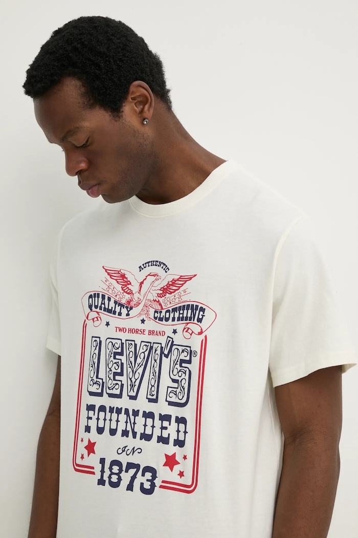 Памучна тениска Levi's SS RELAXED FIT TEE бежов 16143.1924