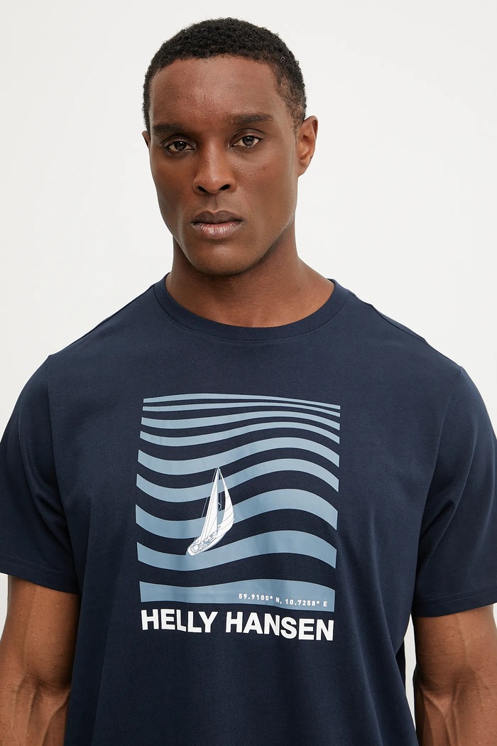 Oblečenie Bavlnené tričko Helly Hansen SHORELINE 54601 tmavomodrá