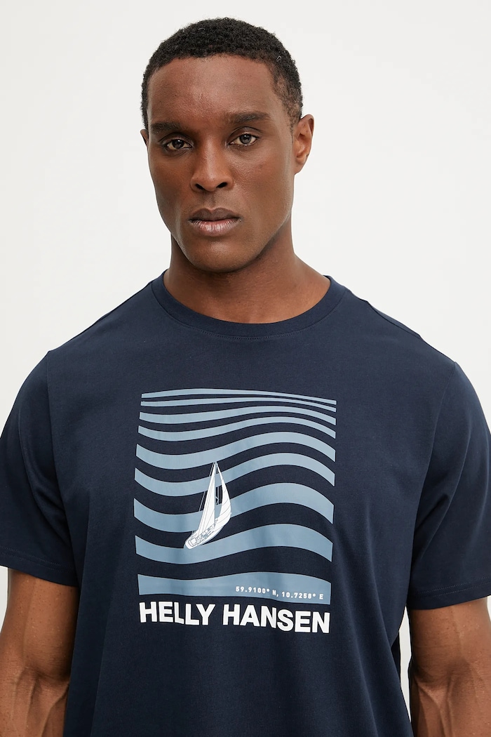 Oblečenie Bavlnené tričko Helly Hansen SHORELINE 54601 tmavomodrá