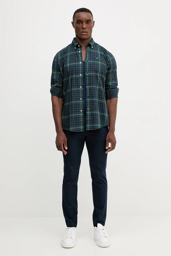 United Colors of Benetton top bărbați din bumbac cu elastan 3OP82H257 bleumarin SS26