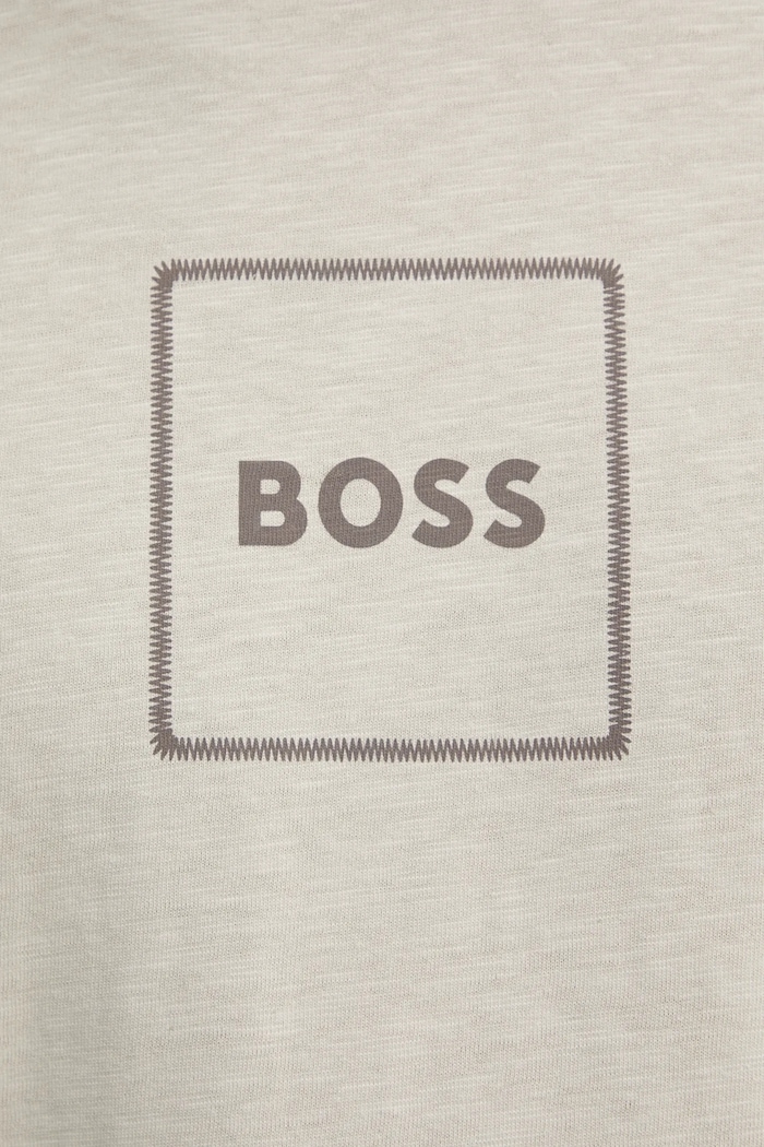 BOSS Orange t-shirt z domieszką lnu 50536729 beżowy