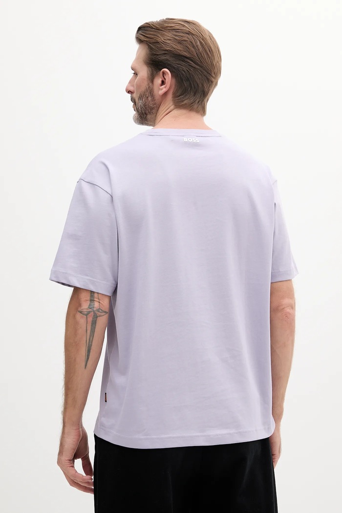 BOSS Orange T-shirt bawełniany 50539195 fioletowy SS25