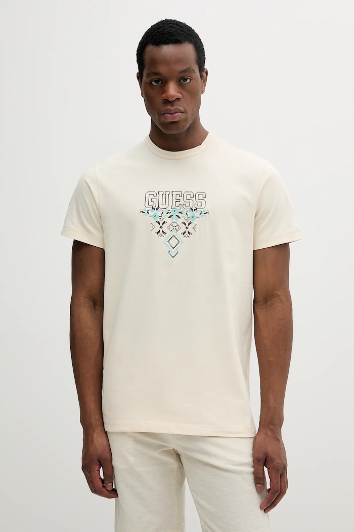 Guess t-shirt bawełniany regular beżowy M5GI11.K8FQ4