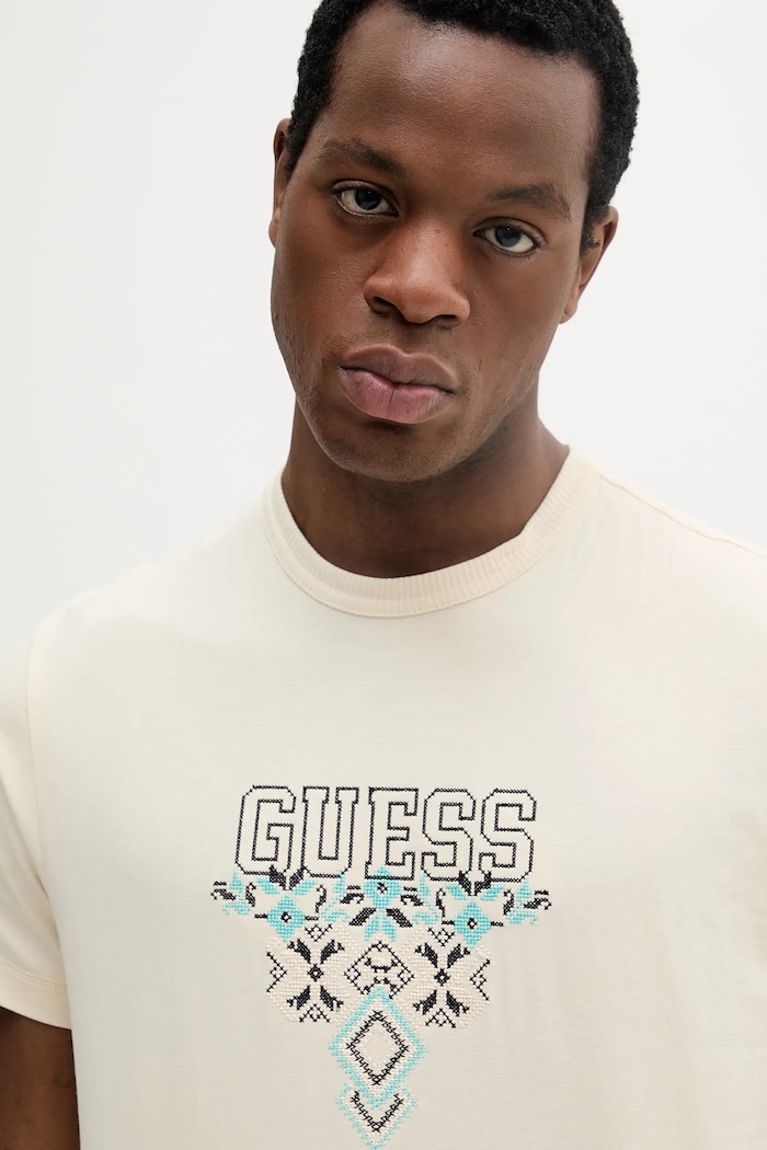 Guess t-shirt bawełniany beżowy M5GI11.K8FQ4