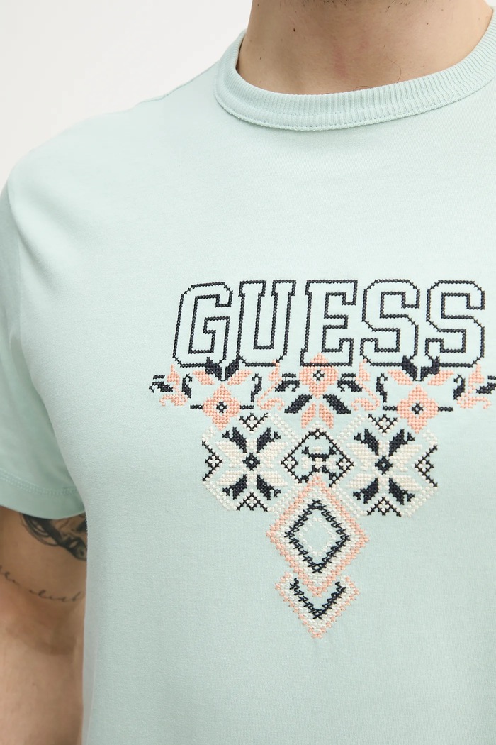 Bavlněné tričko Guess zelená M5GI11.K8FQ4