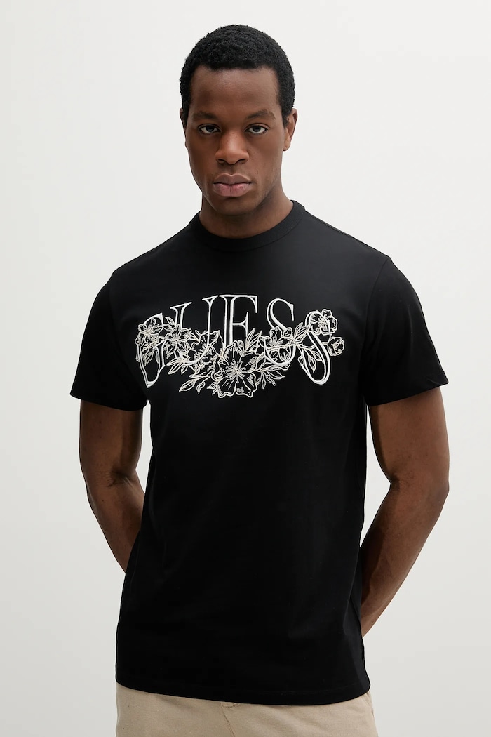 Guess t-shirt bawełniany aplikacja czarny M5GI17.K8FQ4