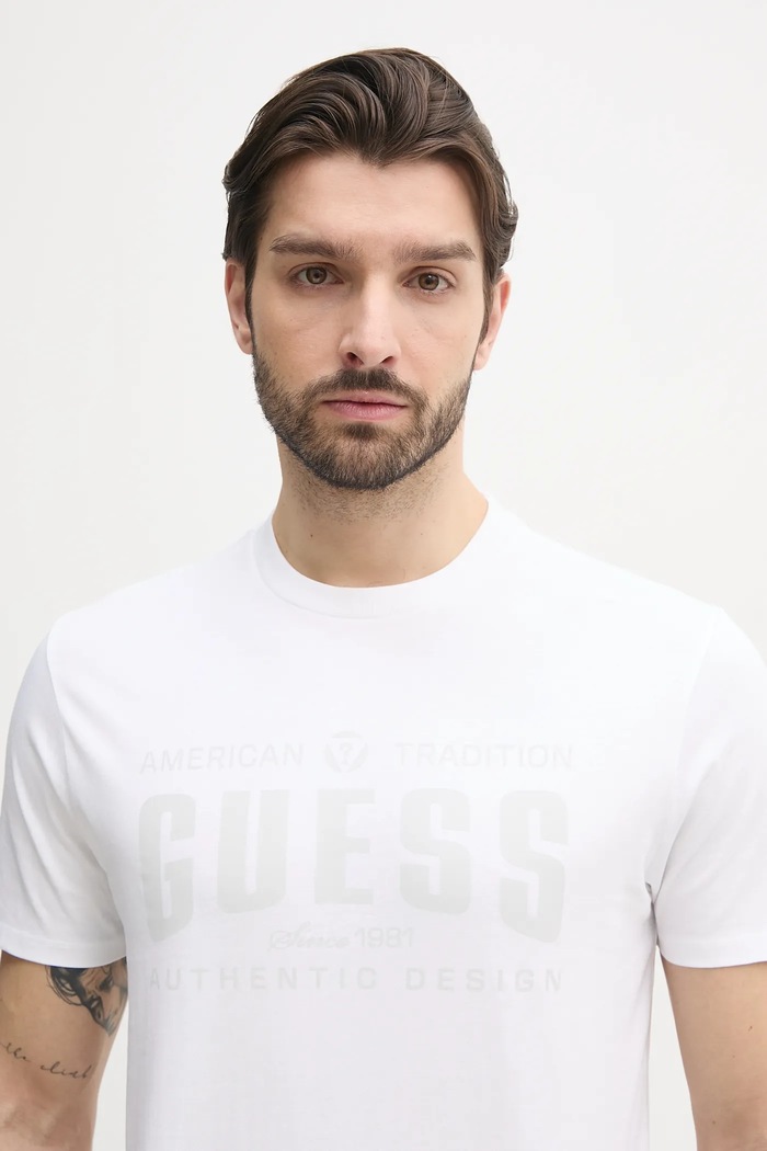 Bavlněné tričko Guess bílá M5GI27.KBW41