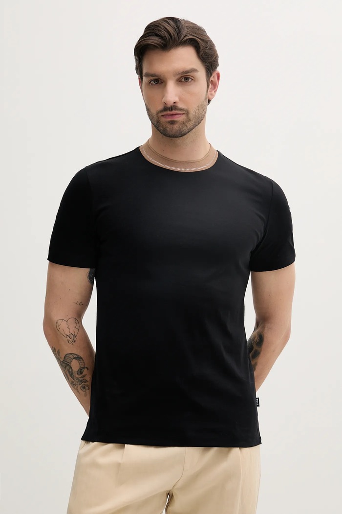 BOSS t-shirt bawełniany bawełna czarny 50531793