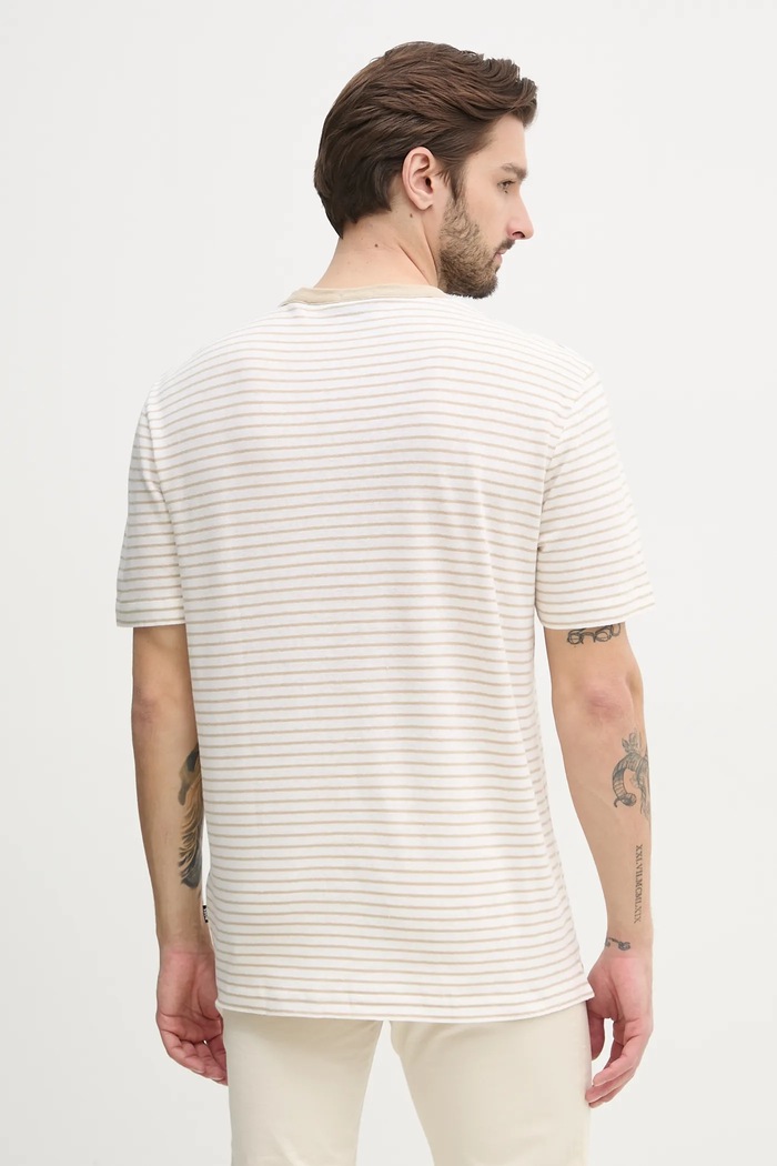 Abbigliamento BOSS maglietta con aggiunta di lino 50537498 bianco