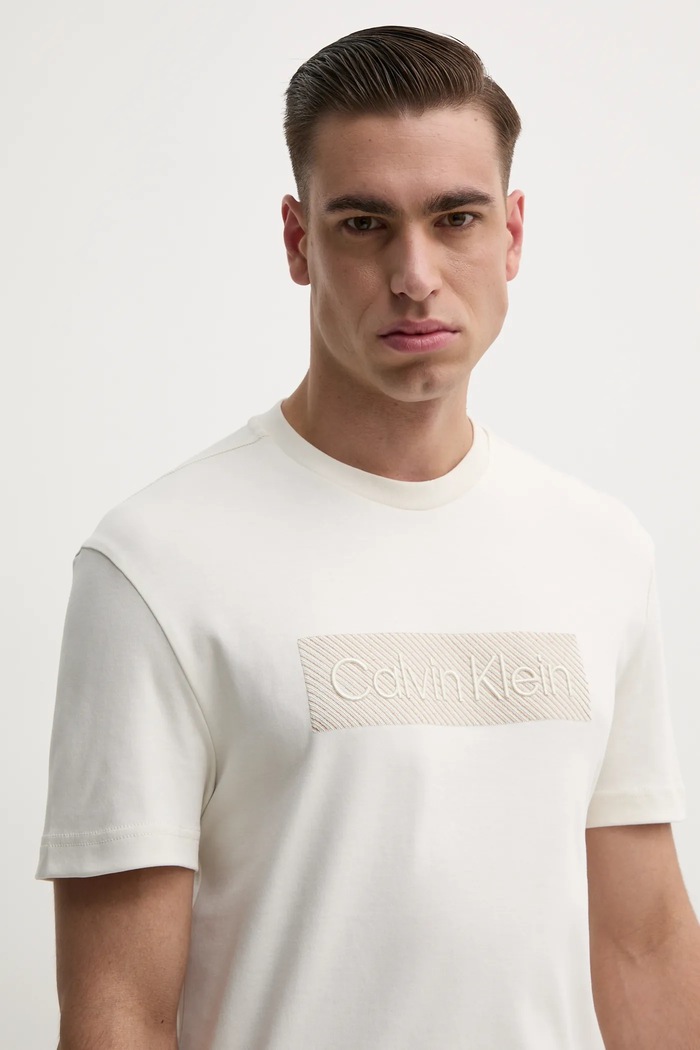 Bavlněné tričko Calvin Klein béžová K10K112491