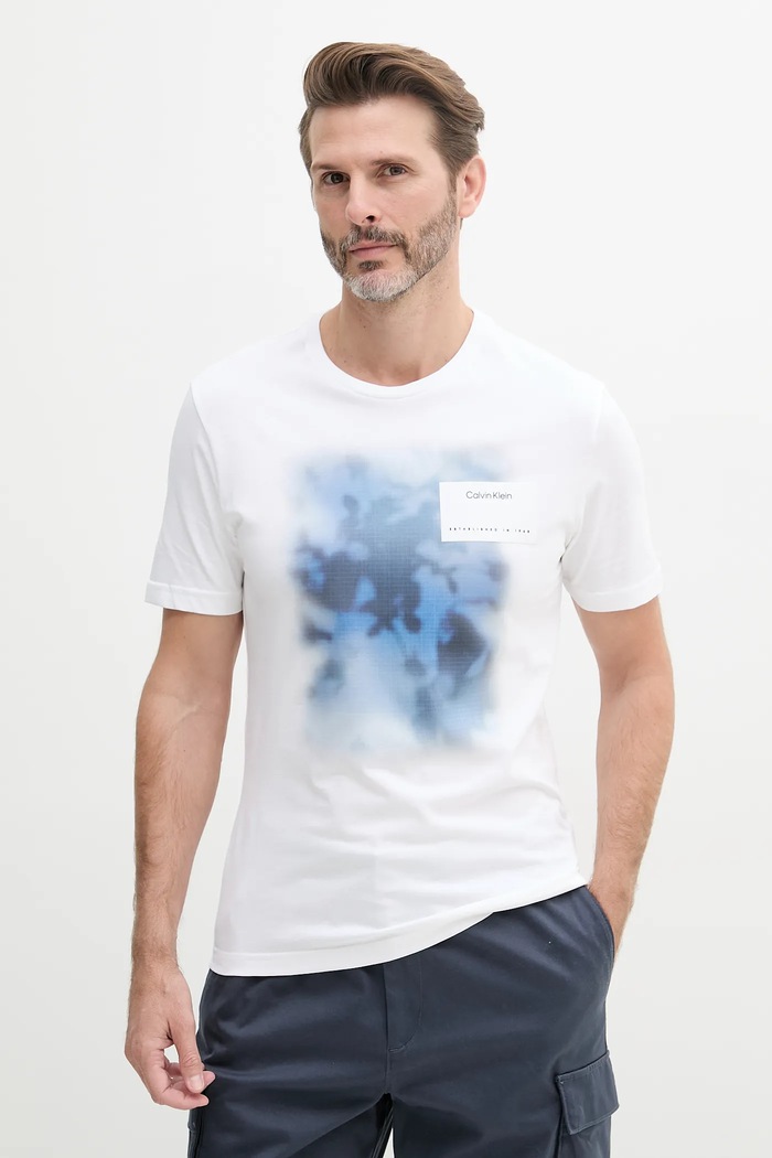 Calvin Klein t-shirt bawełniany nadruk biały K10K114157