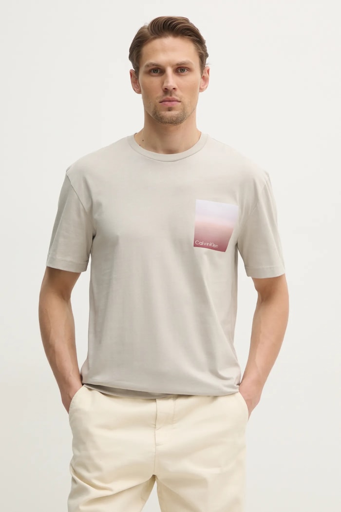 Calvin Klein t-shirt in cotone sovrastampa beige K10K114164