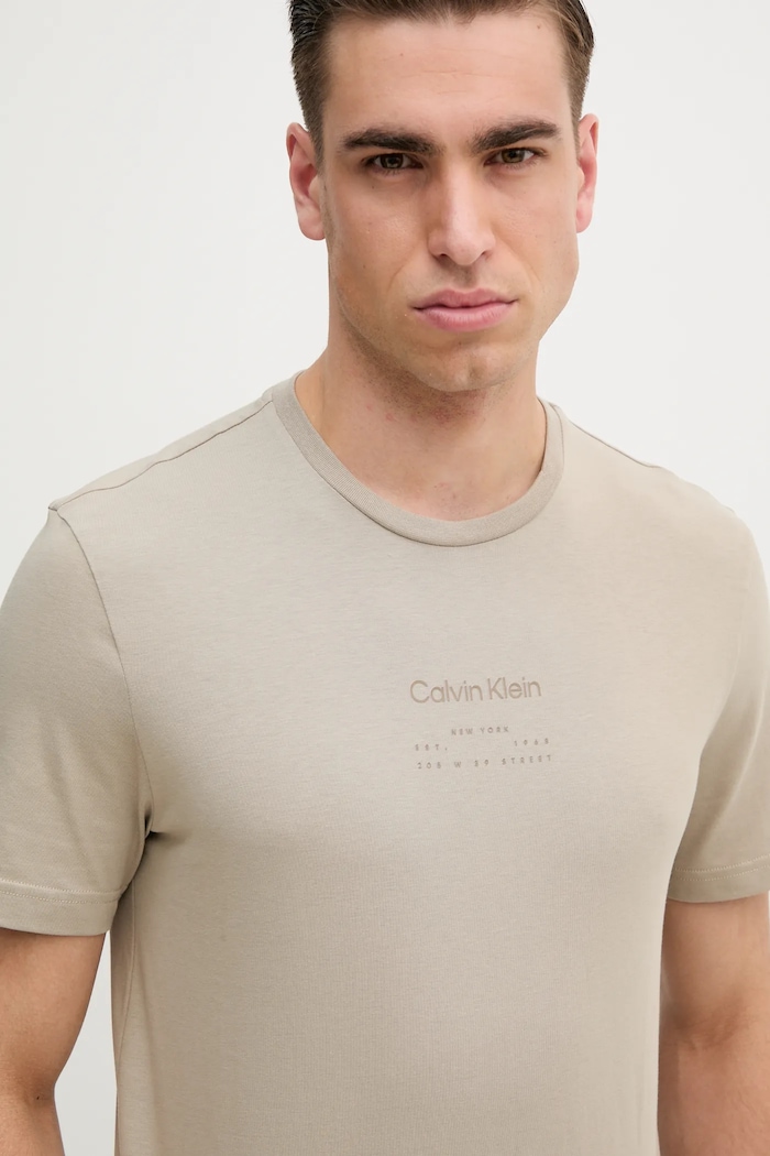Pamučna majica Calvin Klein bež K10K114172
