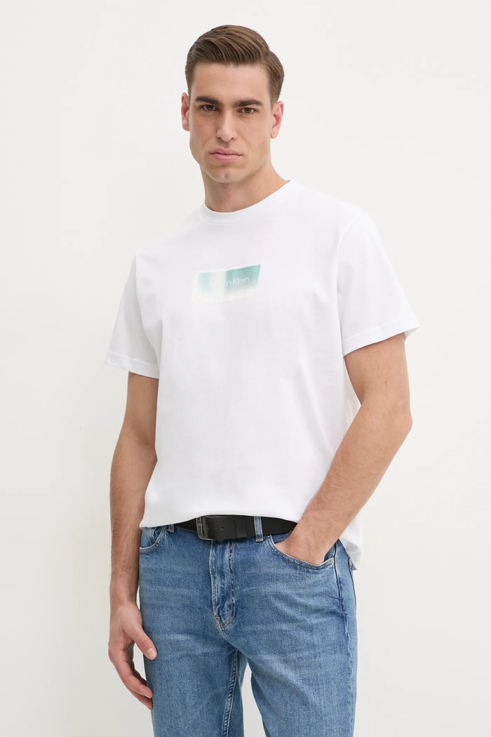 Calvin Klein tricou din bumbac print alb K10K114174