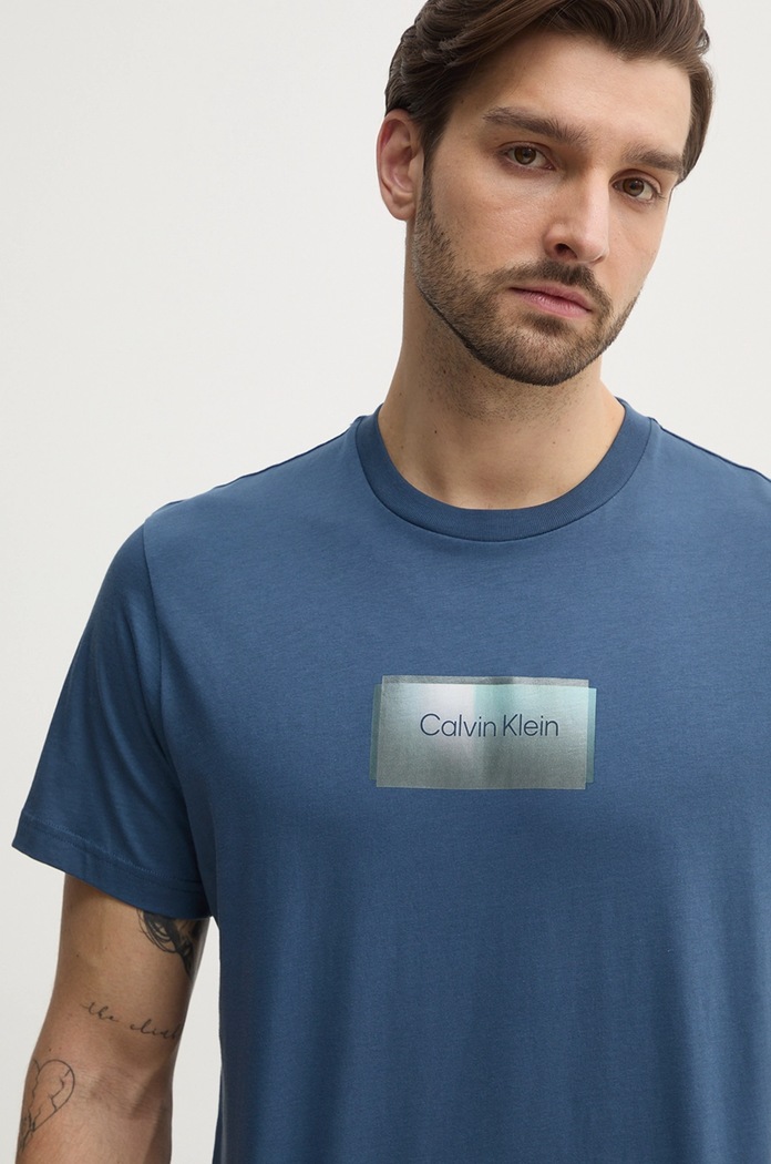 Bavlněné tričko Calvin Klein modrá K10K114174
