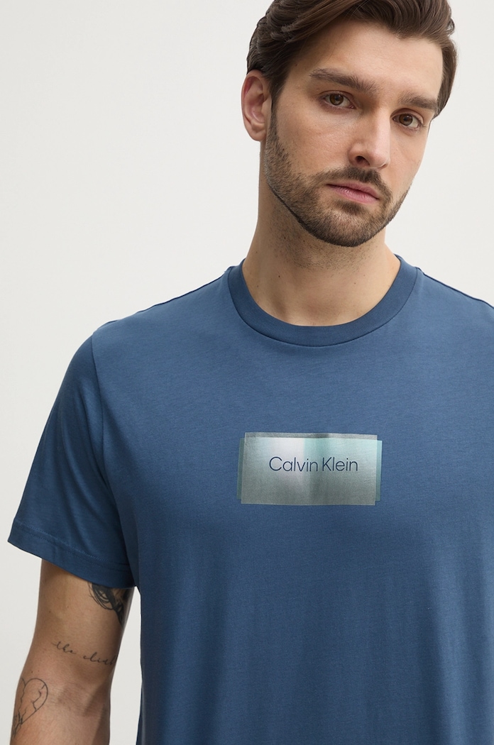 Bavlněné tričko Calvin Klein modrá K10K114174