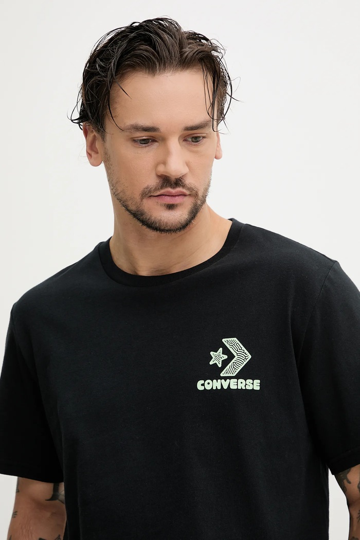 Bavlnené tričko Converse čierna 10027346.A01