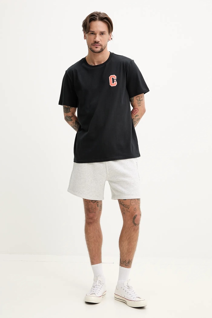 Bavlnené tričko Converse 10027362.A01 čierna SS25
