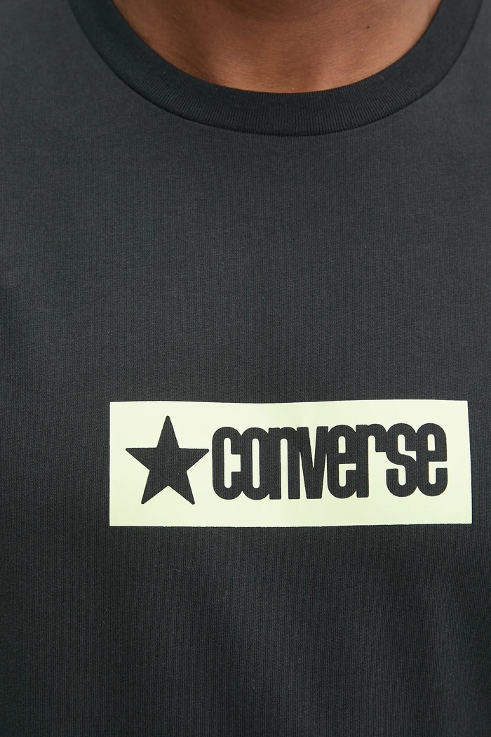Βαμβακερό μπλουζάκι Converse 10027995.A01 μαύρο