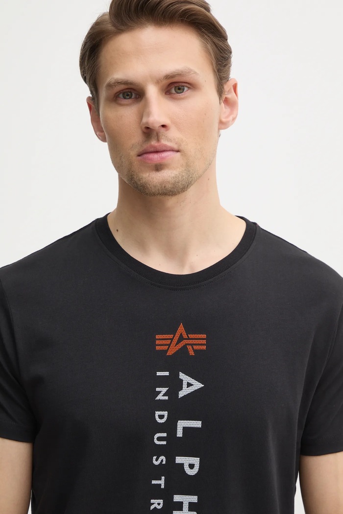 Alpha Industries tricou din bumbac R Print T negru 136509