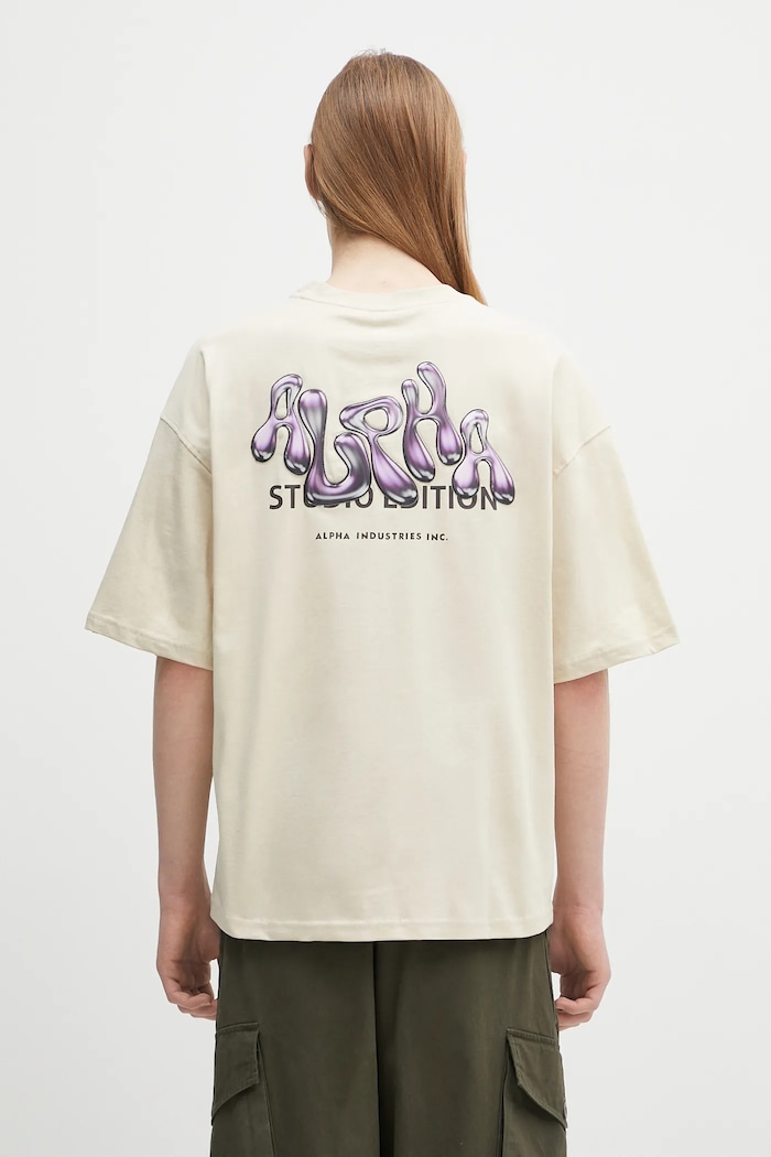 Бавовняна футболка Alpha Industries Studio Edition BP T бавовна бежевий 156553