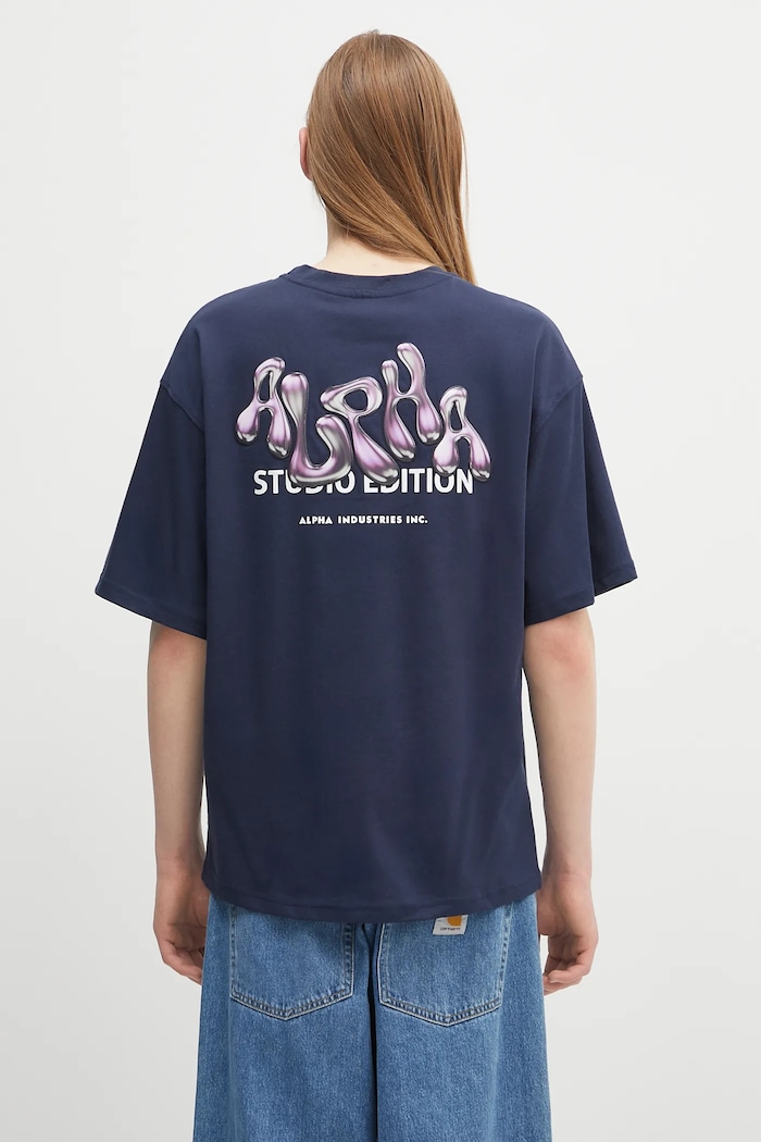 Одяг Бавовняна футболка Alpha Industries Studio Edition BP T 156553 темно-синій