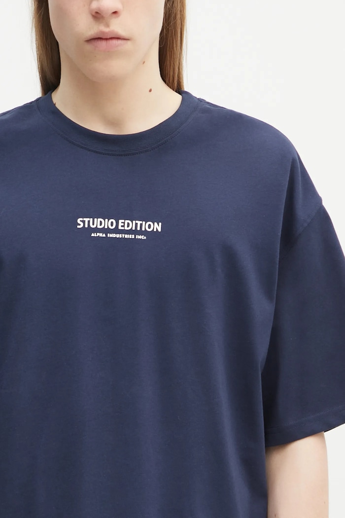 Бавовняна футболка Alpha Industries Studio Edition BP T темно-синій 156553