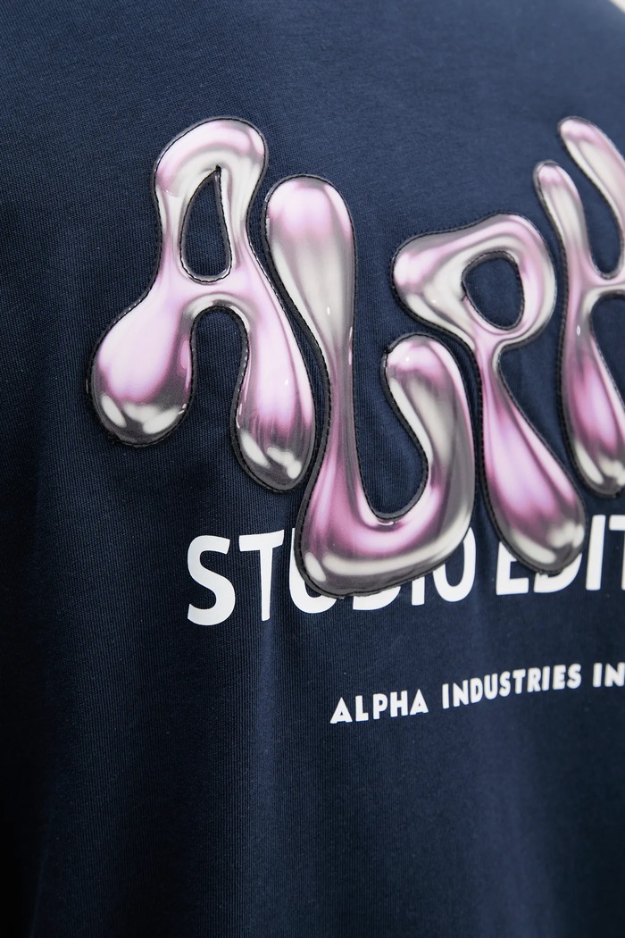 Pamučna majica Alpha Industries Studio Edition BP T 156553 mornarsko plava