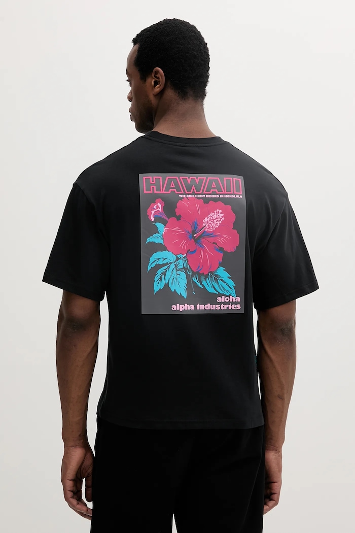 Alpha Industries t-shirt bawełniany Aloha Flower T BP nadruk czarny 156523