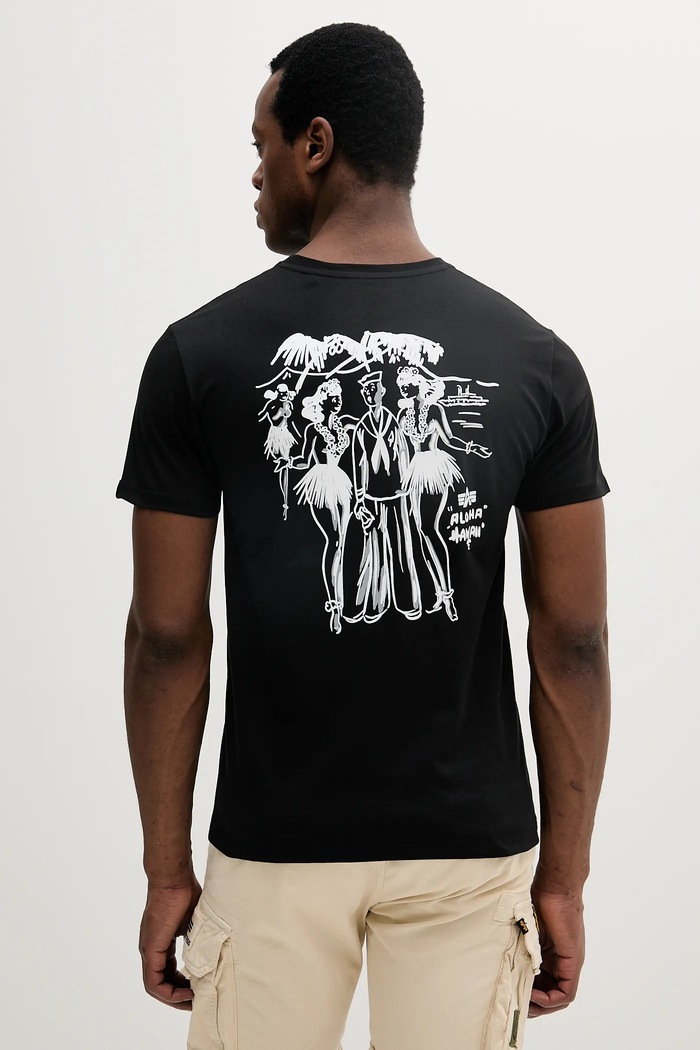 Bavlnené tričko Alpha Industries Aloha T BP potlač čierna 156530