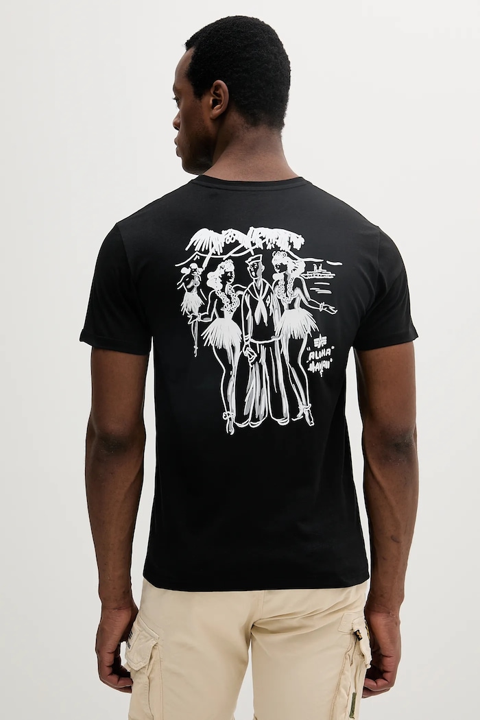 Bavlnené tričko Alpha Industries Aloha T BP potlač čierna 156530