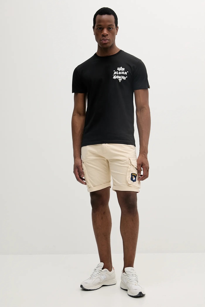 Bavlnené tričko Alpha Industries Aloha T BP 156530 čierna SS25