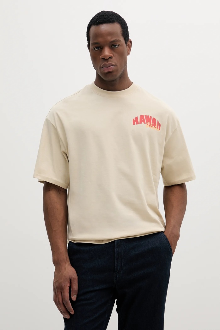 Odzież Alpha Industries t-shirt bawełniany Hawaii Aloha T BP 156535 beżowy