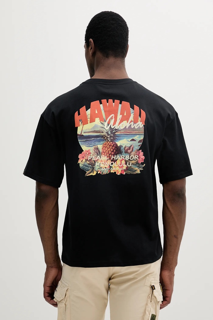 Alpha Industries t-shirt bawełniany Hawaii Aloha T BP nadruk czarny 156535