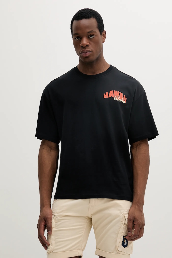 Odzież Alpha Industries t-shirt bawełniany Hawaii Aloha T BP 156535 czarny