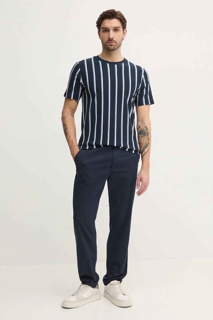 Bavlnené tričko Lindbergh 30.400259.NAVY tmavomodrá SS25