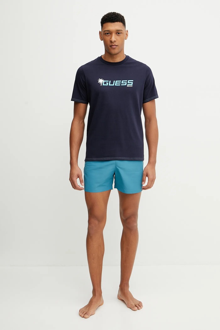 Bavlněné tričko Guess F5GI06.I3Z14 námořnická modř SS25