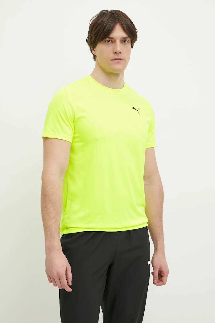 Puma Tricou de antrenament pentru bărbați Essentials Solid cat Tee galben 525908