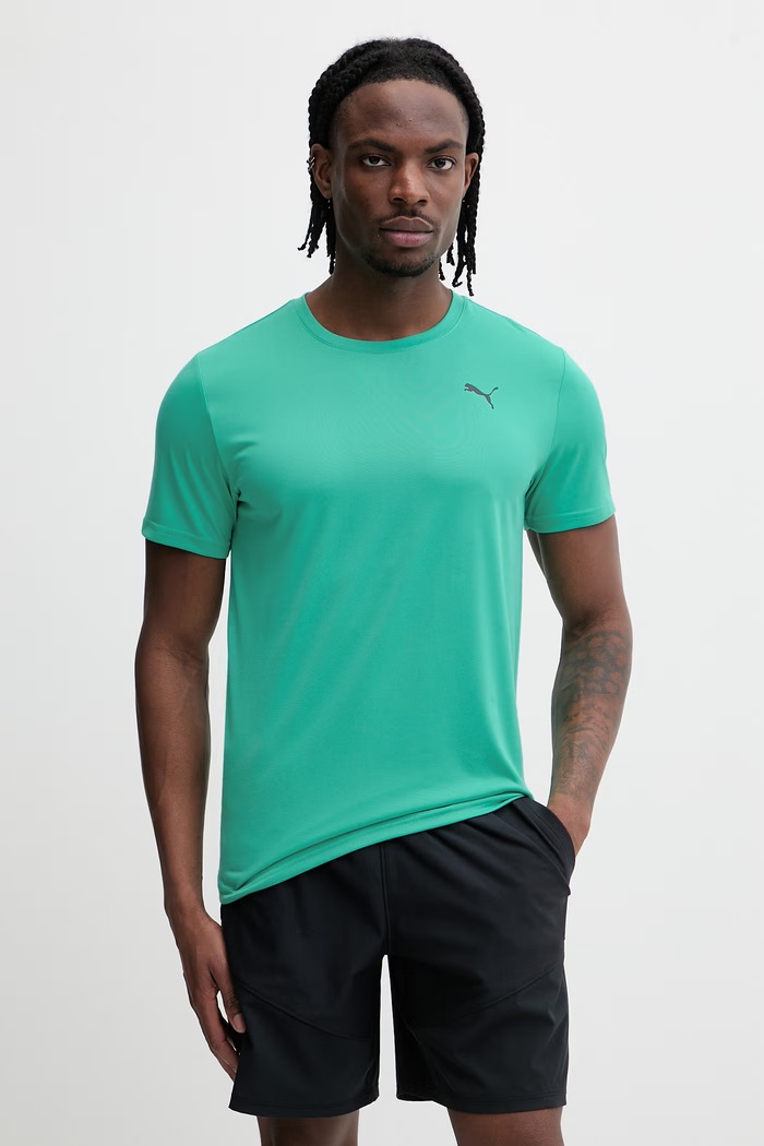 Puma t-shirt γυμναστικής ανδρικό Essentials Solid cat Tee πράσινο 525908