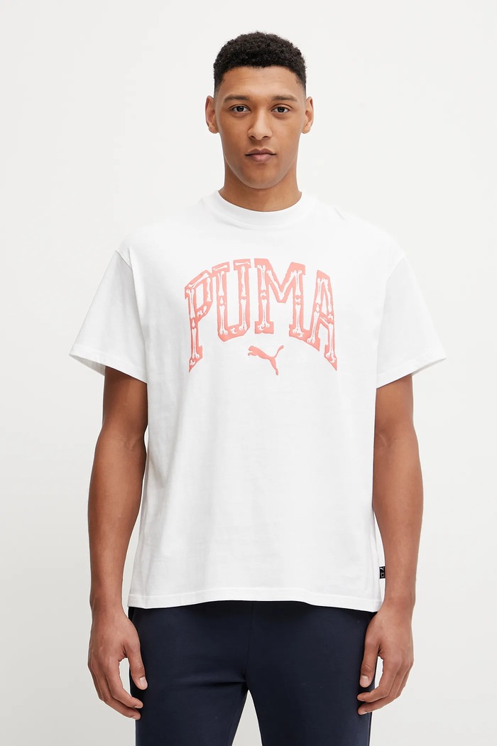 Oblečenie Bavlnené tričko Puma The First Buckets 630666 biela