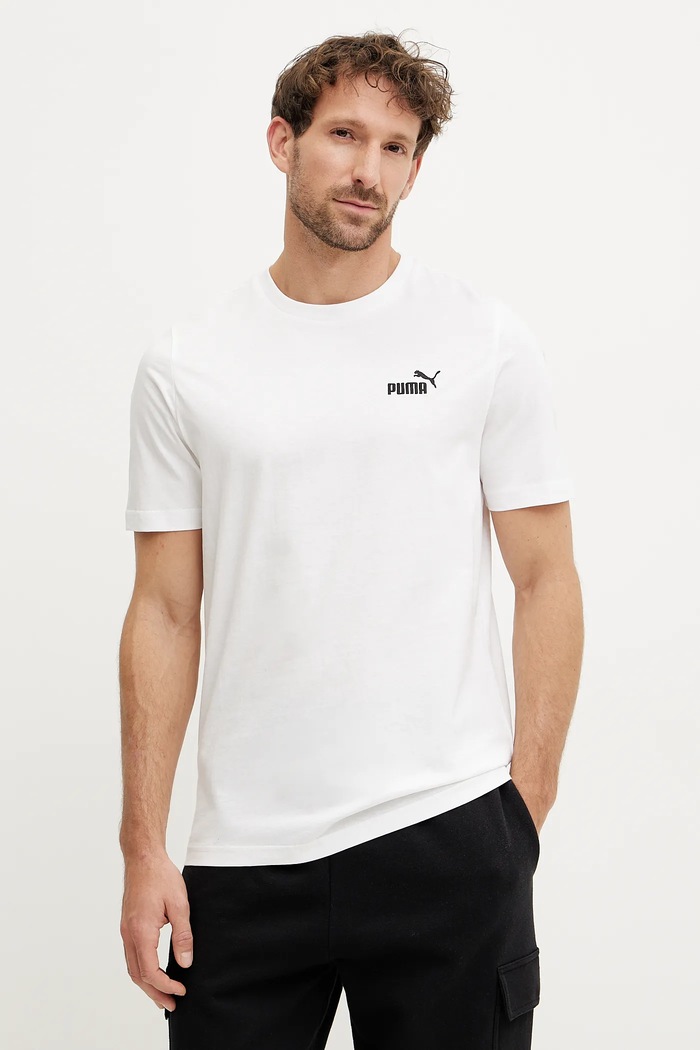 Bavlněné tričko Puma Essential Logo nášivka bílá 682534