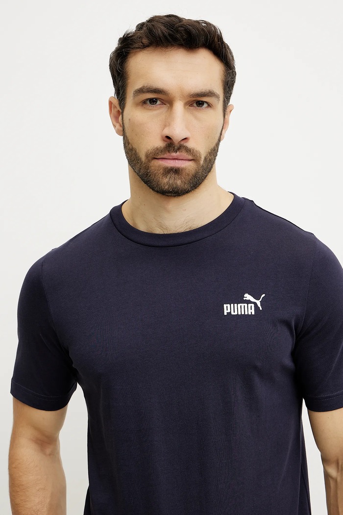 Памучна тениска Puma Essential Logo тъмносин 682534