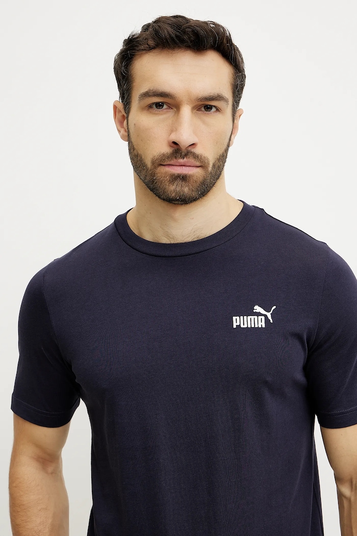 Памучна тениска Puma Essential Logo тъмносин 682534