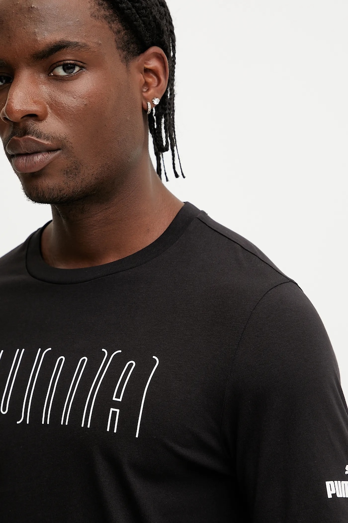 Βαμβακερό μπλουζάκι Puma μαύρο 684617