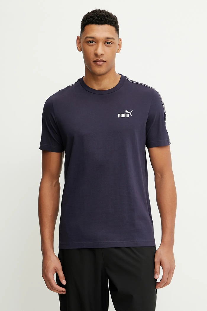 Puma tricou din bumbac imprimeu bleumarin 684674