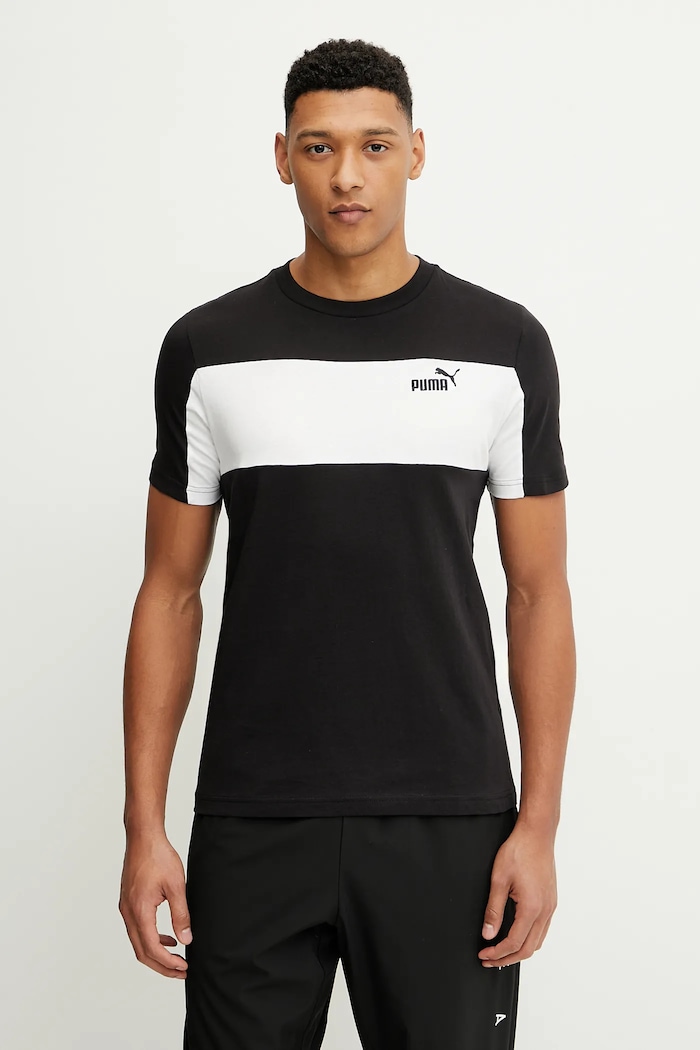 Βαμβακερό μπλουζάκι Puma εμπριμέ μαύρο 684685