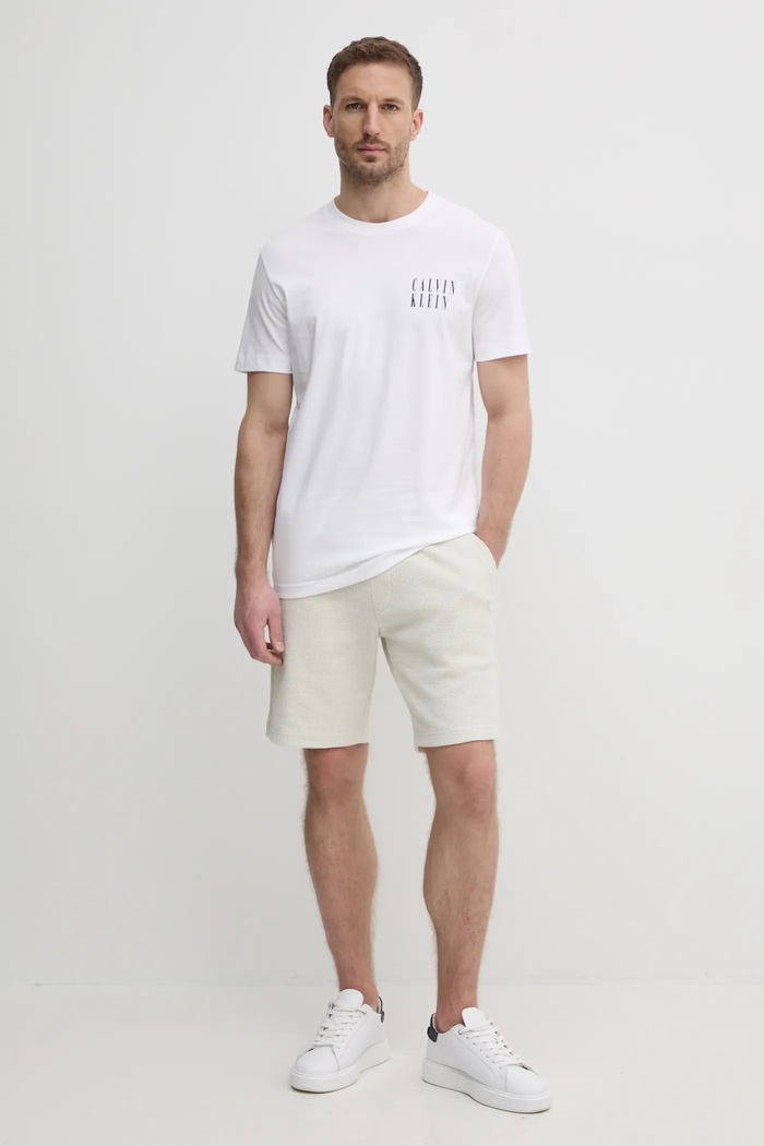 Bavlnené tričko Calvin Klein Jeans J30J327478 biela SS25