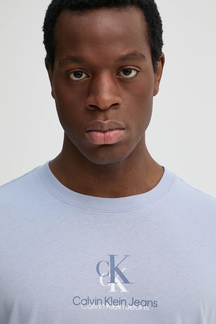 Bavlněné tričko Calvin Klein Jeans modrá J30J327469