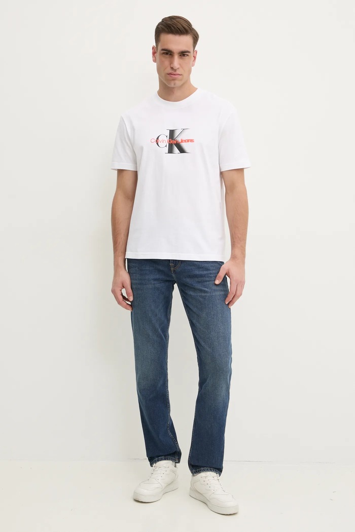 Calvin Klein Jeans Bavlnené tričko Calvin Klein Jeans J30J327471 biela SS25